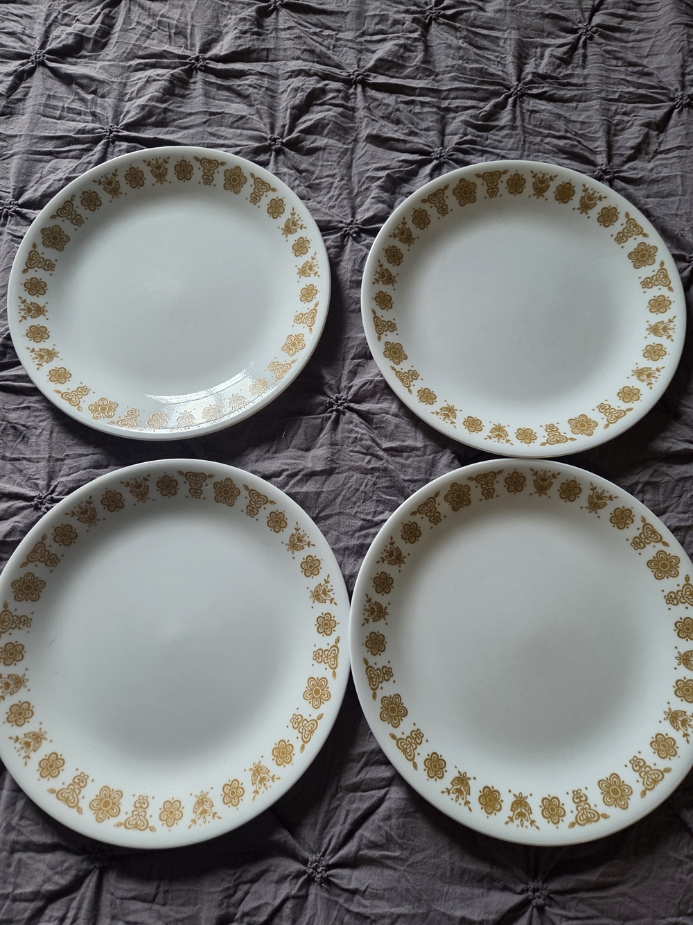 4 Vintage Corelle Butterfly Gold white Dinner Lunch Plate 8-1/2"